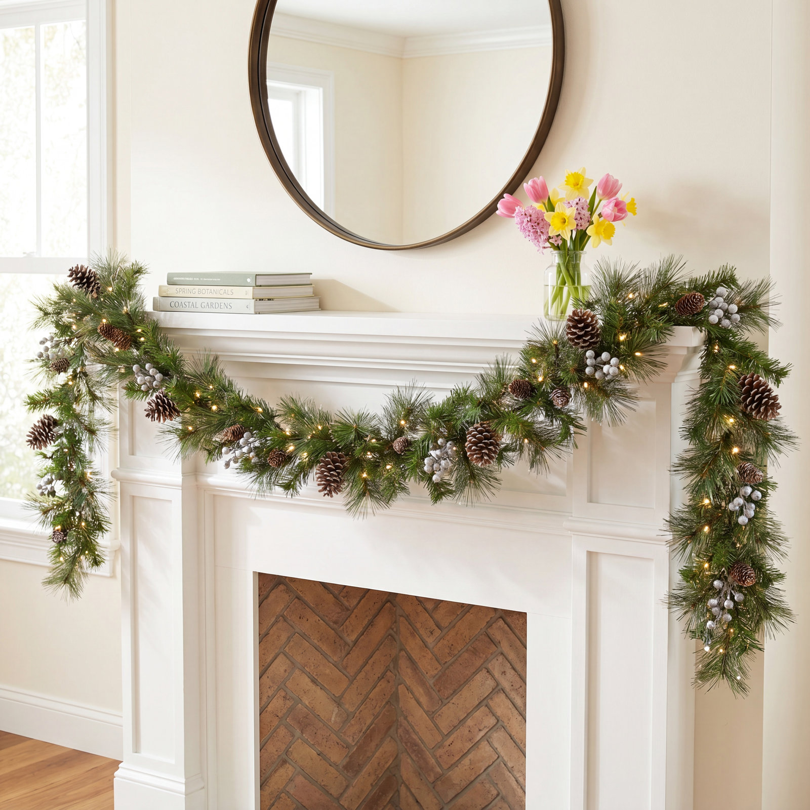 108" Pre-Lit Whitter Pine Garland