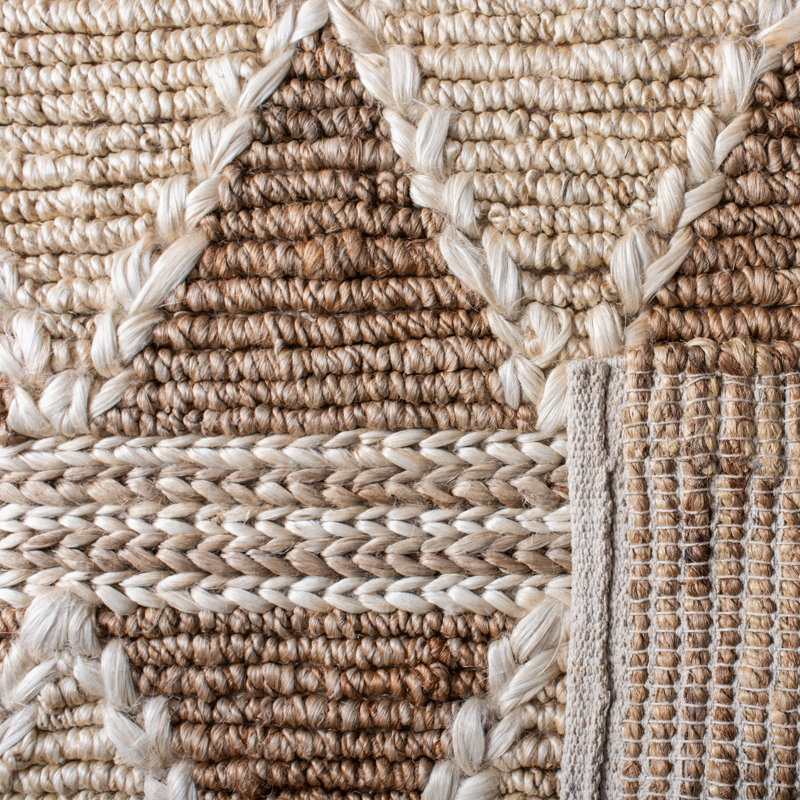 Cline Natural Fiber Hand Woven Jute Geometric Rug, Rectangle 8' x 10'