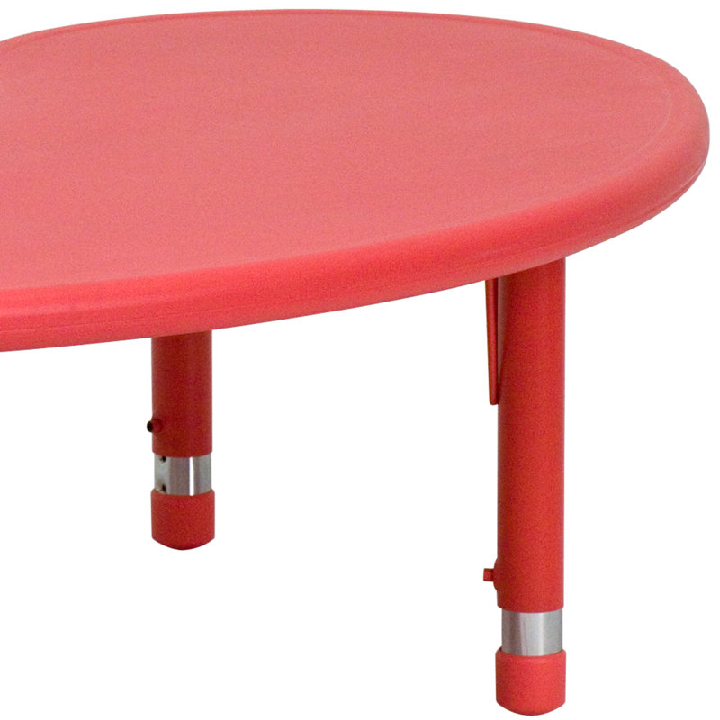 Table d'activité demi-lune en plastique pour enfants, Rouge
