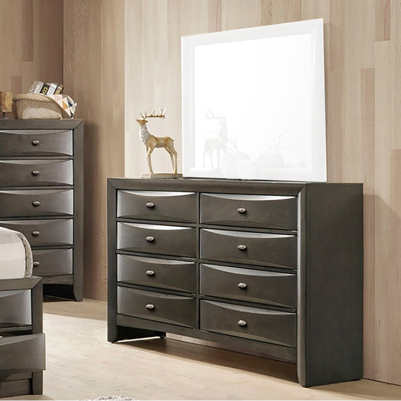 Commode 8 tiroirs Minetye, Gris