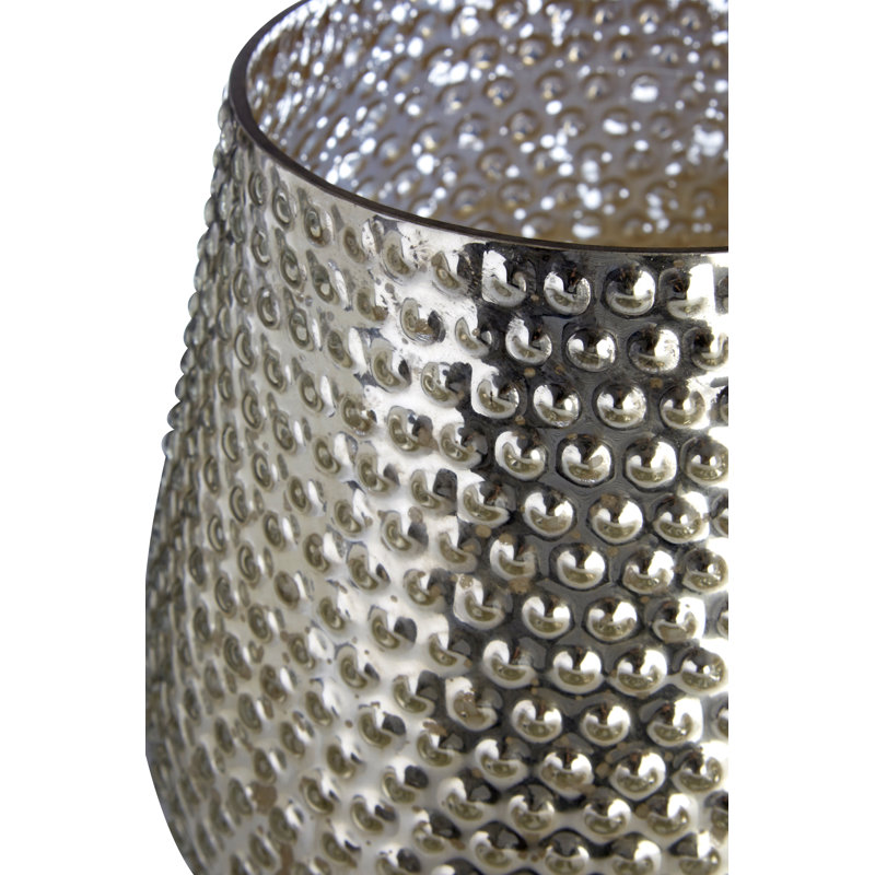 Eager 20cm Glass Tabletop Votive Holder, 23cm H x 19cm W x 19cm D, Silver