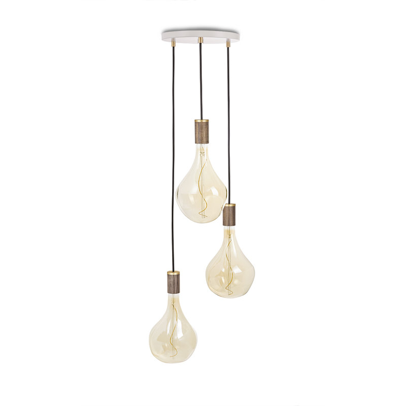 Tala Walnut Accent Triple Pendant with Soft Glow LED Bulbs