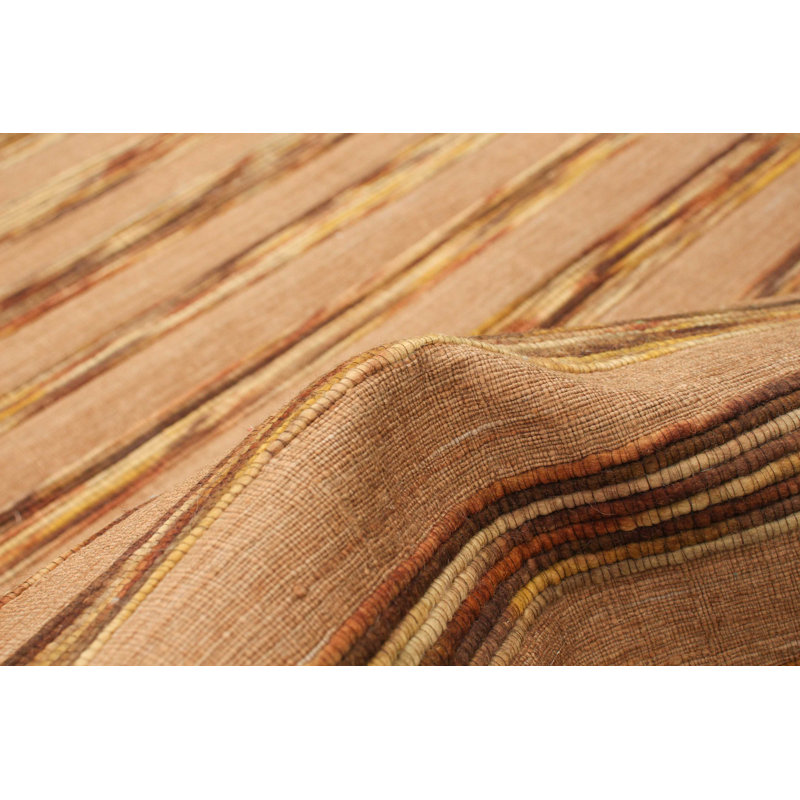 Tapis de zone brune à la main rayée noué la Artis
