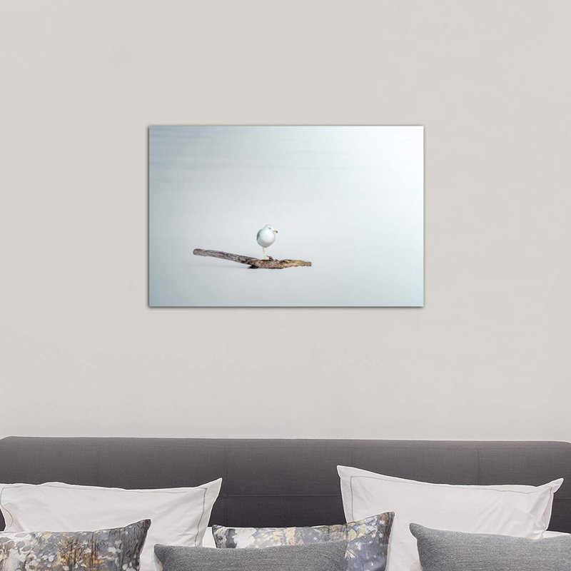 Seagull Sitting on a Log 1 Piece Wrapped Canvas Wall Art, 66.04 cm H x 45.72 cm W x 3.175 cm D