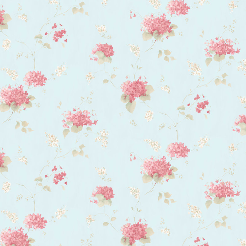 Le papier peint lavable Koehn Hortensia 20,5 po x 33 pi couvre environ 56 pieds carrés, Rose / sarcelle