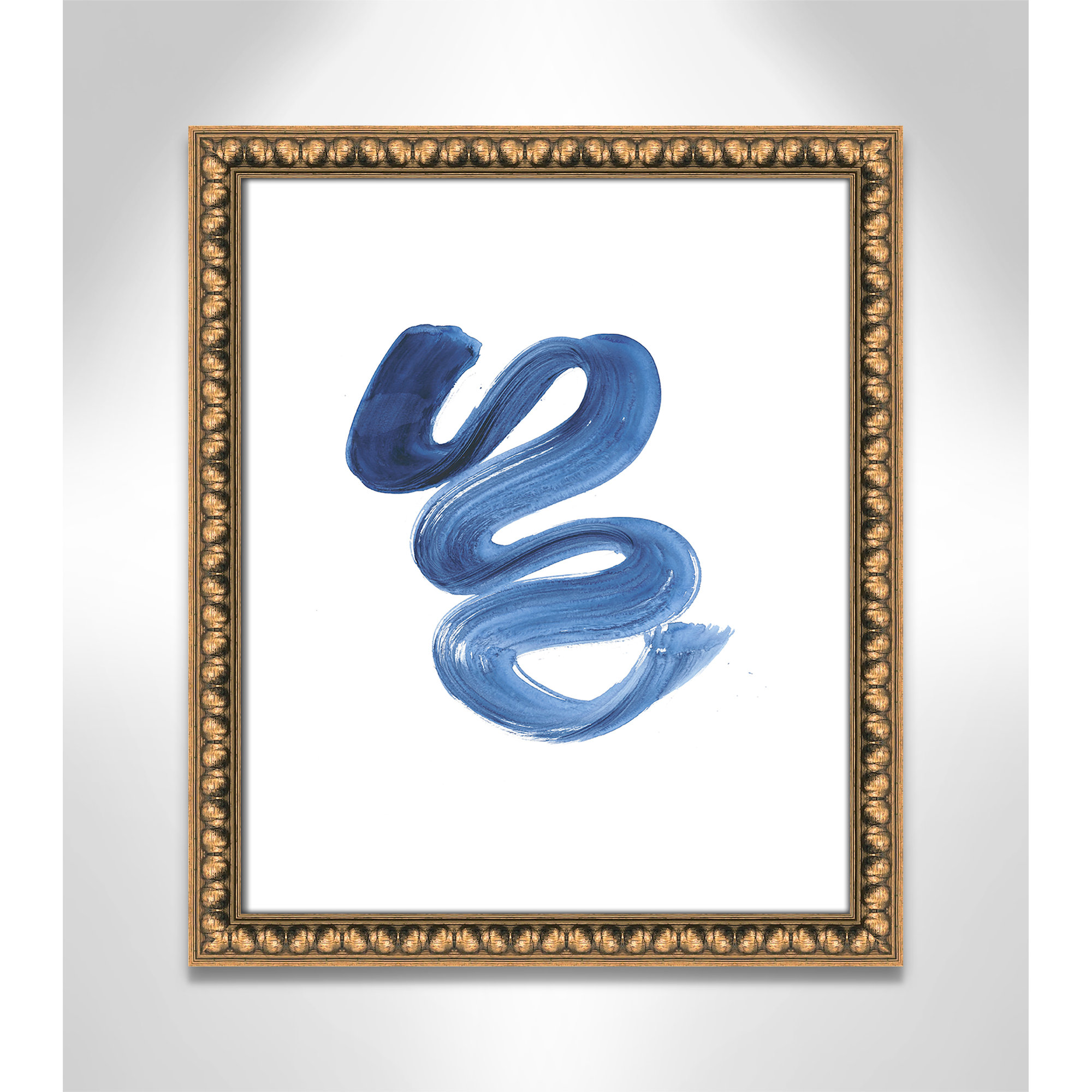 Slinky Indigo II by Filippo Ioco  - Painting Print, 19" H x 16" W x 1.13" D, Gold Bead Framed Paper