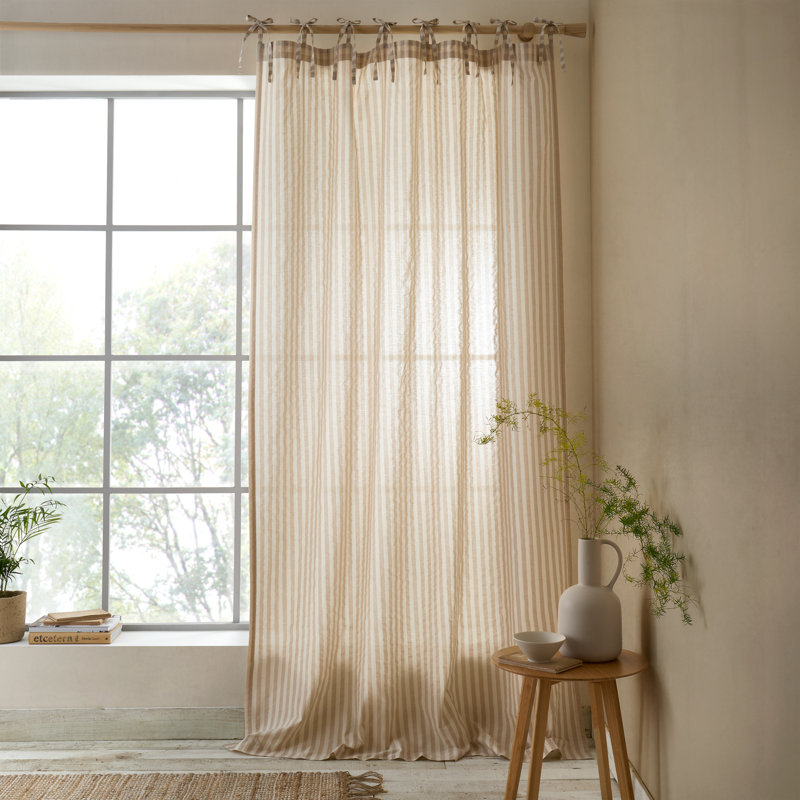 Cotton Blend Semi Sheer Single Curtain Panel, Natural, 140x183cm