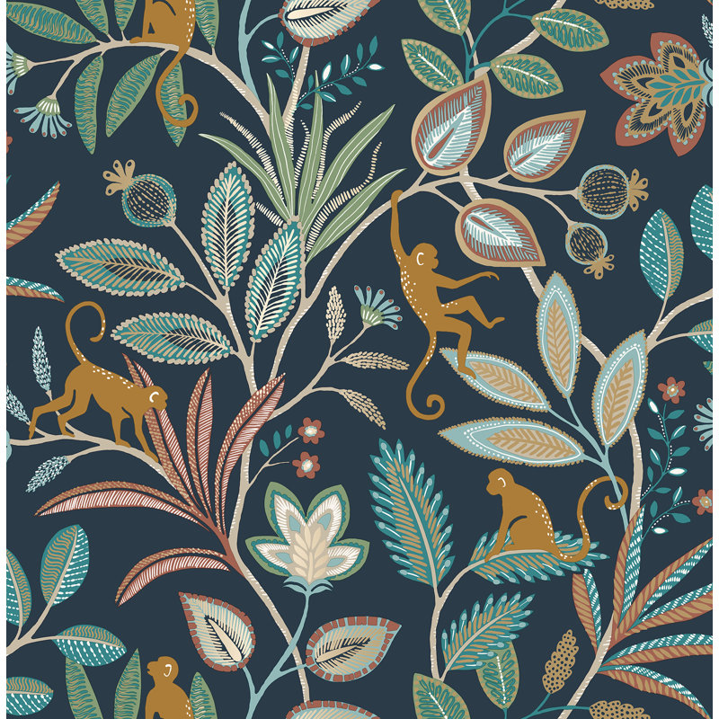 Kenzo Monkey Walk Wallpaper, Blue