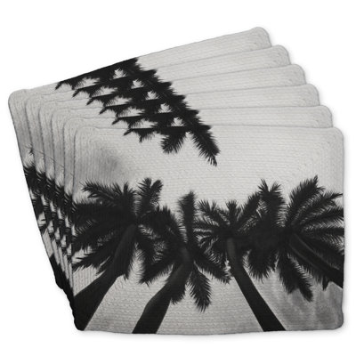 Monochrome Palm Trees Braided Polyester Kibbe | Set of 6