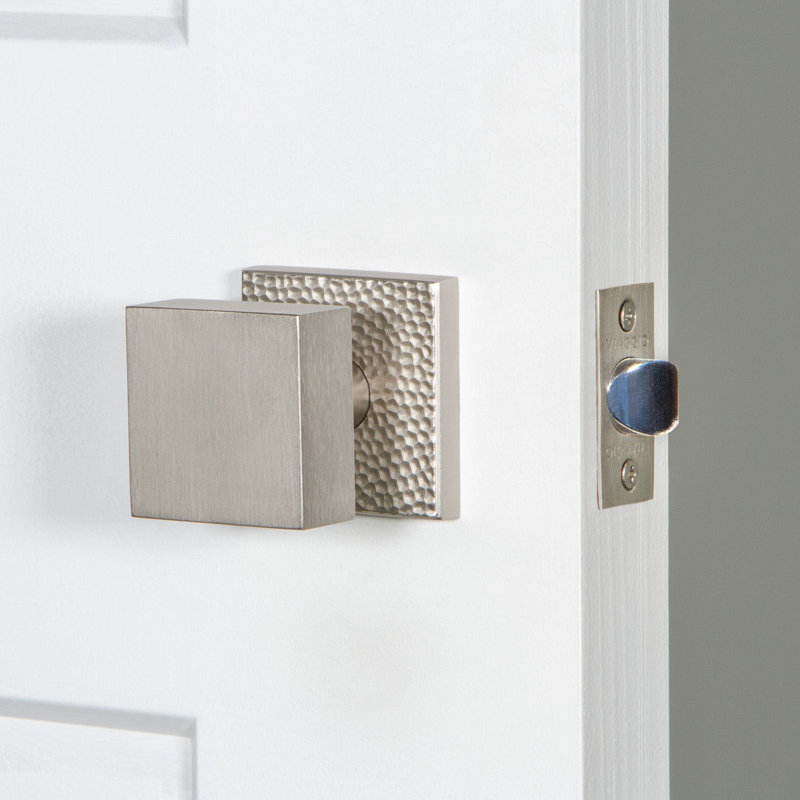 Viaggio Quadrato Hammered Texture Rosette Single Dummy with Quadrato Knob, Satin Nickel