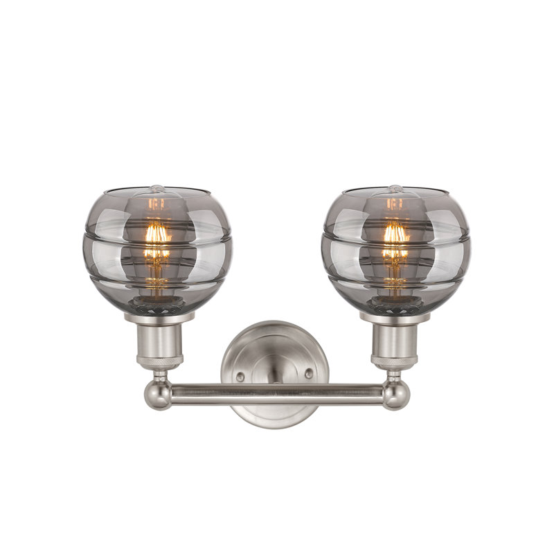 Éclairage pour meuble-lavabo à 2 lumières à intensité variable Natick, Gris fumée clair, Nickel satiné brossé