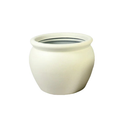  Off-White PVC Planter, Round Pot With Drainage Hole, Lightweight Weather-Resistant Indoor Outdoor Planter For Garden, Patio, Balcony & Home Décor, 15" Diameter And 11.5" Tall