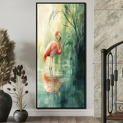 Clemencia Flamingo In The Marsh I - Flamingo Framed Wall Art