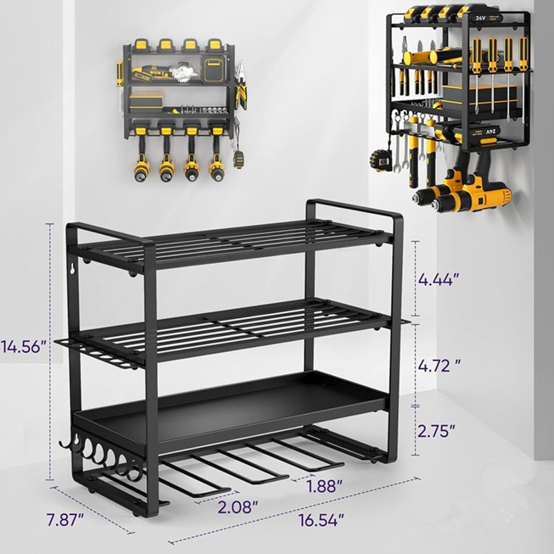 Wall Mount Power Tool Organizer, Drill Hanger Storage Rack for Garage Workshop Shed