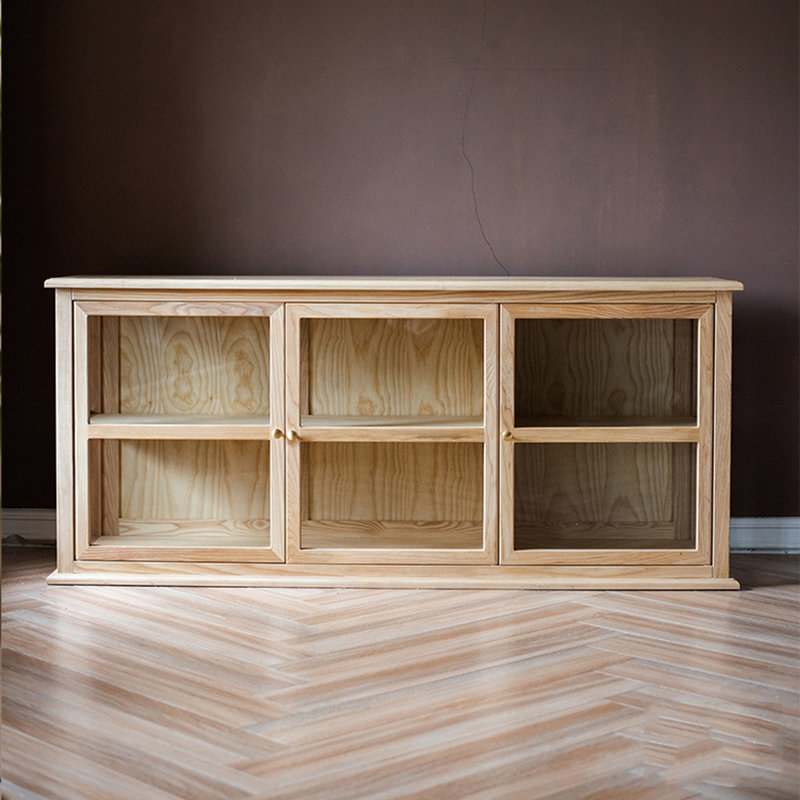 Vitrines en bois massif et verre trempé Burlywood
