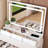 New Large Mirror Vanity Desk For Bed Room  , Modern Makeup Vanity Set With Power Outlet And Hair Dryer Holder, 5 Drawers , 3 Lighting Color Adjustable Dressing Table For Bedroom, White Color