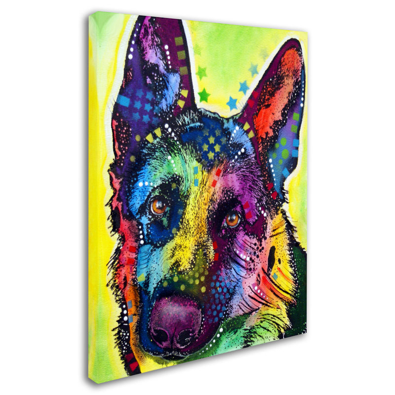 « german shepherd »-reproduction sur toile tendue, 32" H x 26" L x 2" D