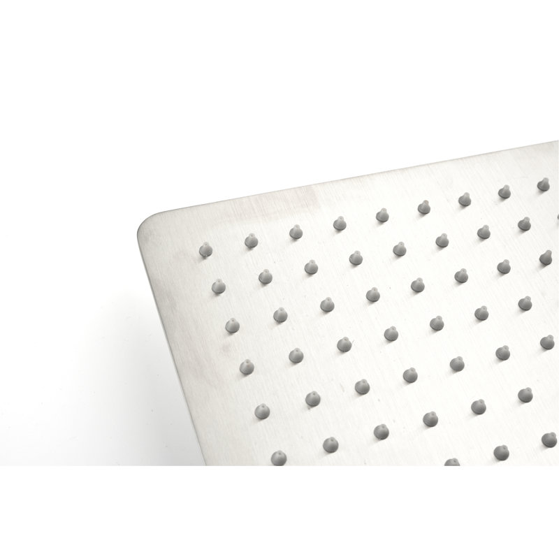 Rainfall Shower Head - Stainless Steel, High , Water Saving, Self-cleaning, 10"x10", Matches Any Arm Saving Showerhead Works In Many Locations