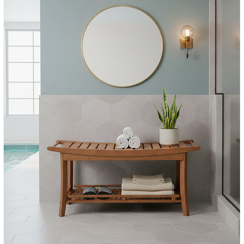 Banc en bois massif Talreja, Caramel