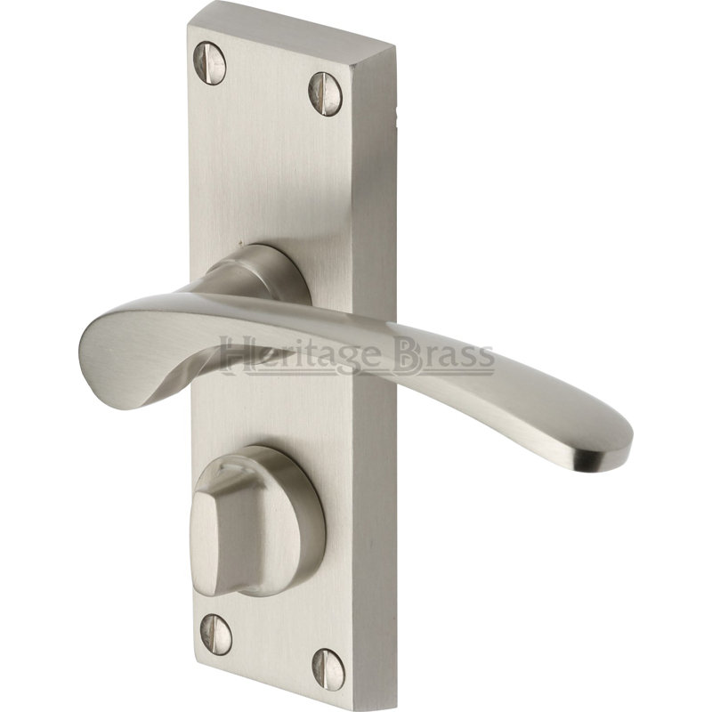 Heritage Brass Heritage Door Handle for Privacy Set Sophia Short Design, Satin Nickel