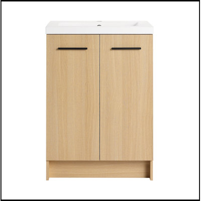 Meuble-lavabo de salle de bain avec lavabo, portes doubles et tablette réglable