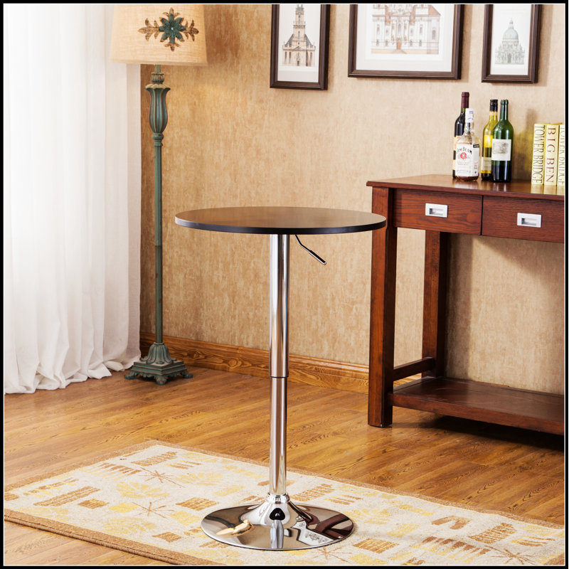 Table de bar réglable à plateau rond en métal avec base robuste, parfaite pour une utilisation polyvalente à la maison et au bureau