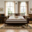 Lit de style traditionnel avec tête de lit, pied de lit et structure en bois de pin renforcé-129699235-129699237