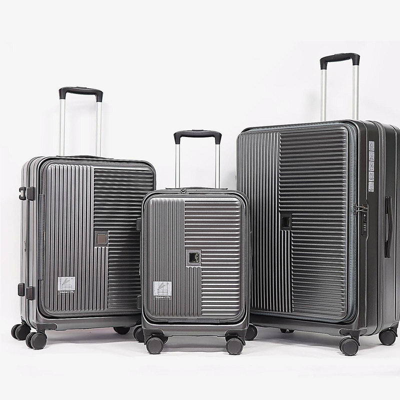 Luggage,with front opening,TSA approved lock,hardshell suitcase, 29.53" H x 18.5" W x 11.81 " D, Cement Grey