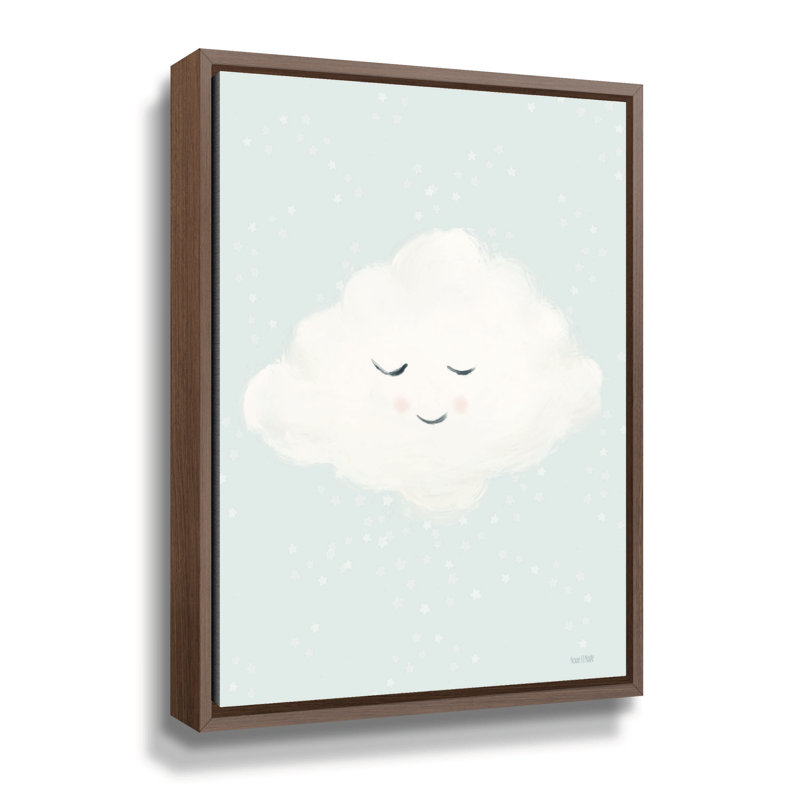 Petit nuage sur toile par House Fenway, H 18 po x l 24 po x P 2 po, Cadre flottant noyer