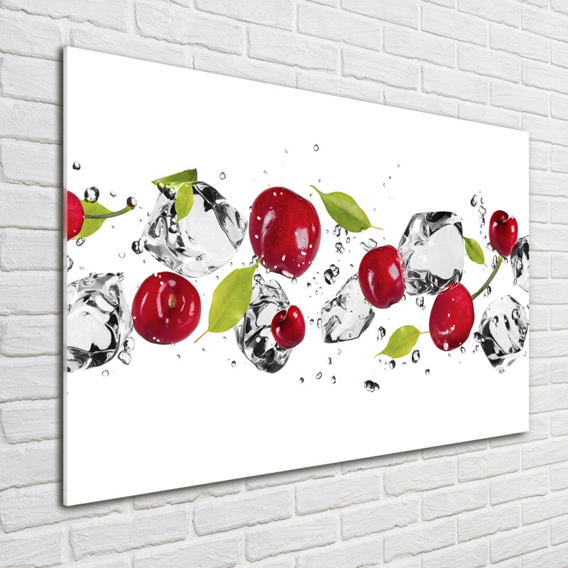 Cherries And Water - No Frame Print on Glass