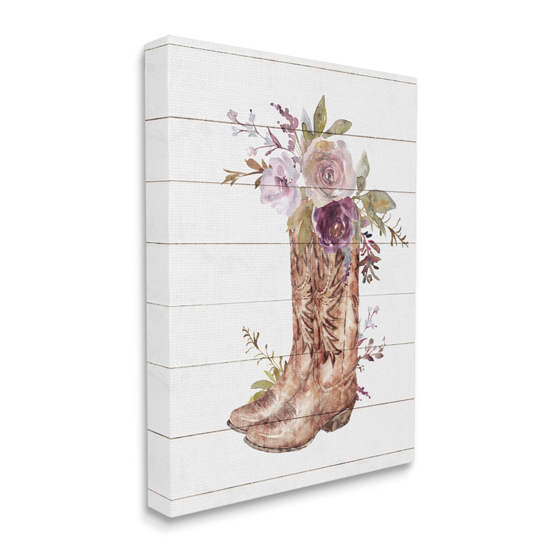 Bouquet de fleurs Country Cowboy par Nina Blue - peinture sur toile tendue, H 30 po x l 24 po x P 1,5 po