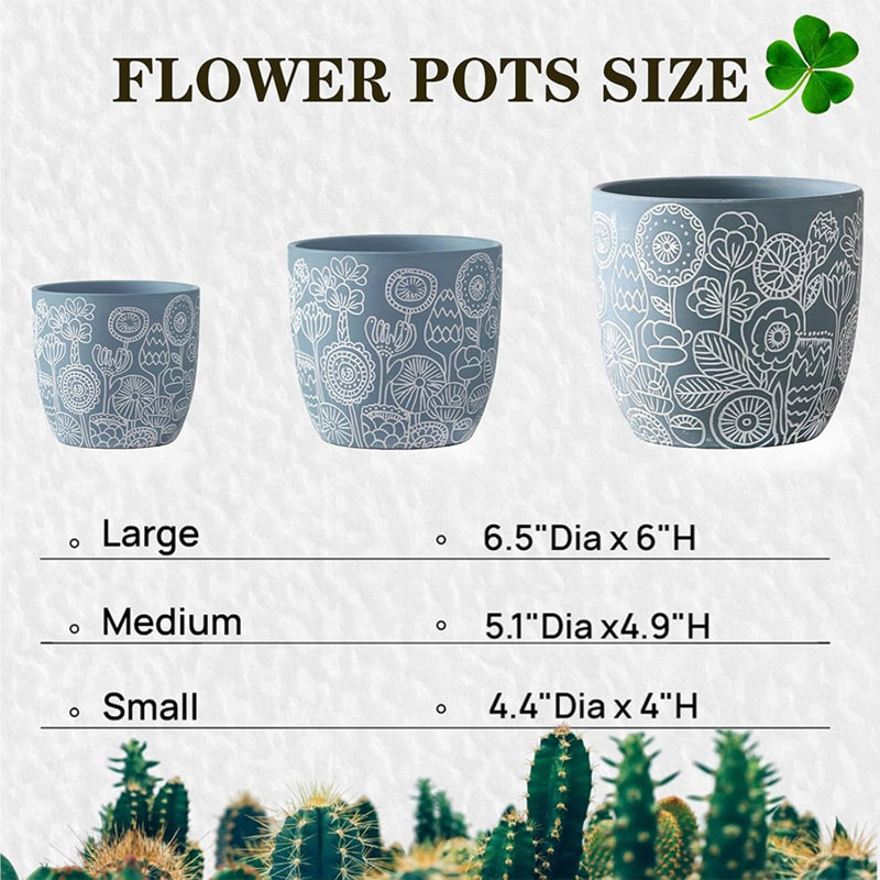 Set Of 3 Terracotta Ceramic Planters 