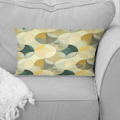 Retro Cream Ivory Midcentury Circles I - Midcentury Lumbar Pillow