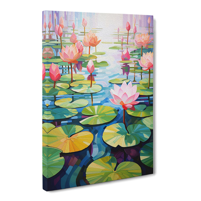 Water Lily Pond Cubism No.2 - No Frame Print, 76cm H x 50cm W x 3cm D