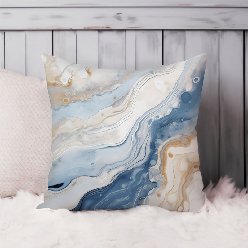 Abstract Blue Marble Crystal Geode XVI Modern, 18"H x 18"W