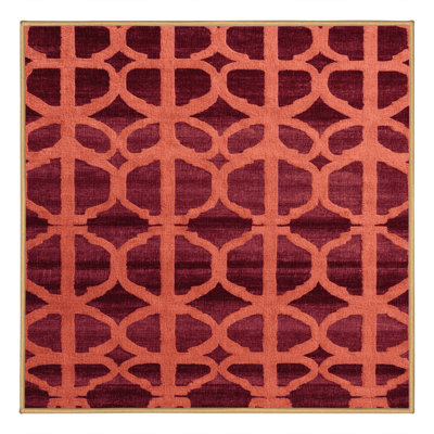 Machine Washable Trellis Pink Area Rug
