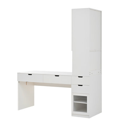 Bureau de maquillage avec miroir et station de charge