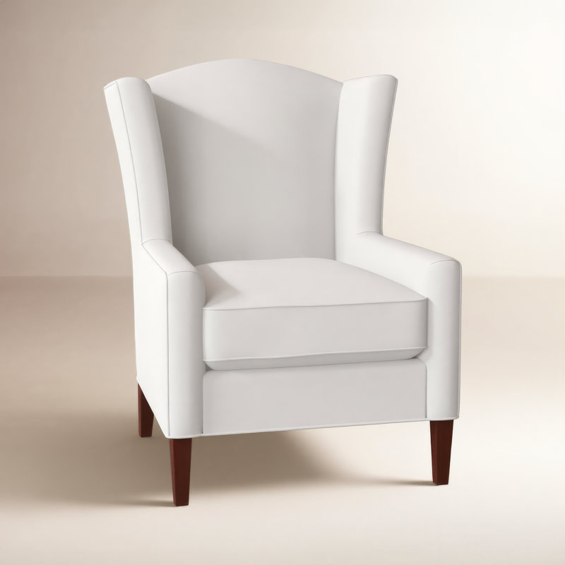 Cataria Upholstered Wingback Chair, No, Drusky Beige Performance, Manhattan