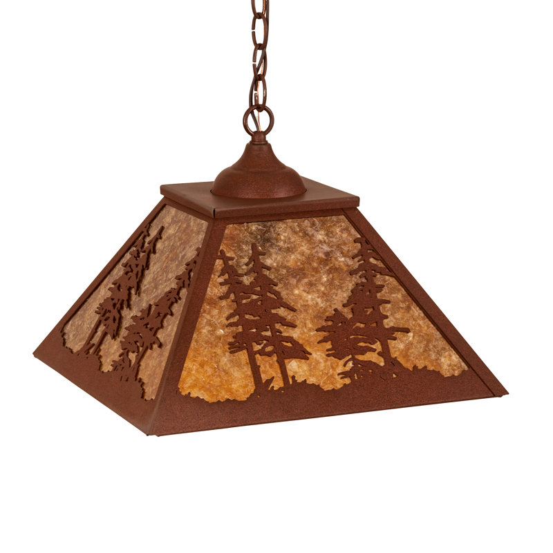 Tall Pines Pendant, 50" H x 16" W x 16" D, Amber Mica, Red Rust