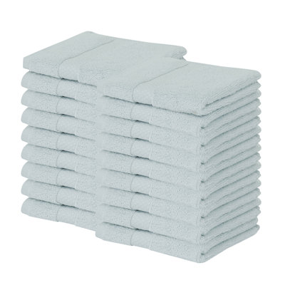 Splash 100% Cotton Zero Twist Washcloth Set, 550 GSM Soft Absorbent Cotton Washcloths & Face Towels for Bathroom, Spa & Daily Use, OEKO-TEX Certified, 18 Pack, Blue