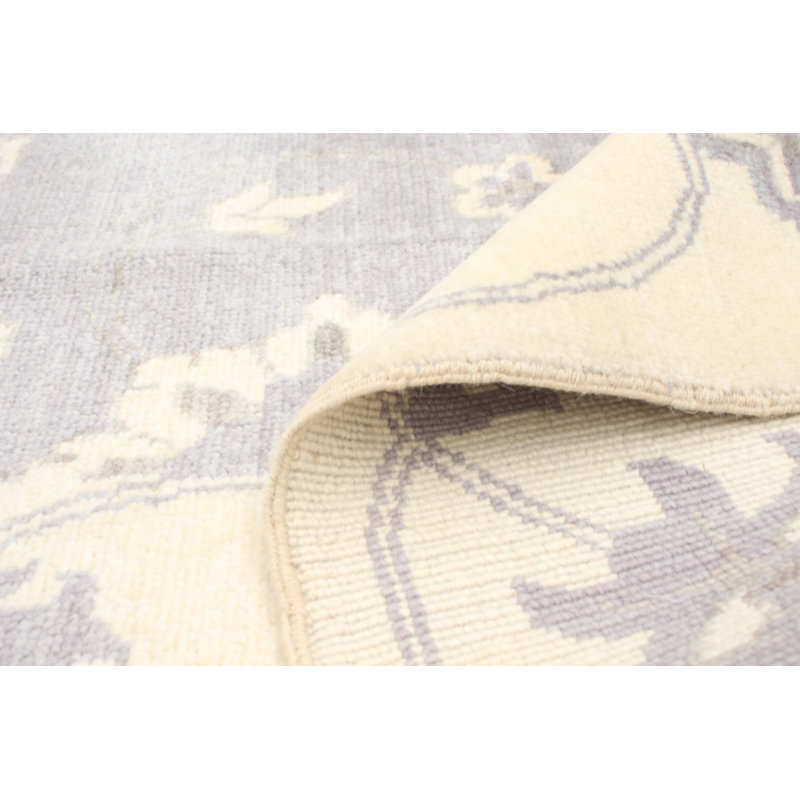Tapis unique en laine noué à la main gris foncé 9 pi x 12 pi 2 po New Age