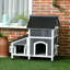 Maison pour chat d'extérieur avec toit et lit de jardin résistant aux intempéries, abri pour chat extérieur avec plusieurs entrées, cachette de mobilier pour chat moderne, cadeaux pour chat, gris