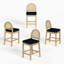 Ensemble de 4 tabourets de bar en bois avec dossier en rotin naturel-1527658598