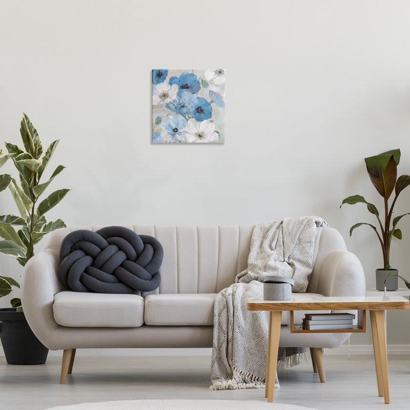 "Mixed Blue & White Blooms", art mural par Sally Swatland, H 17 po x l 17 po