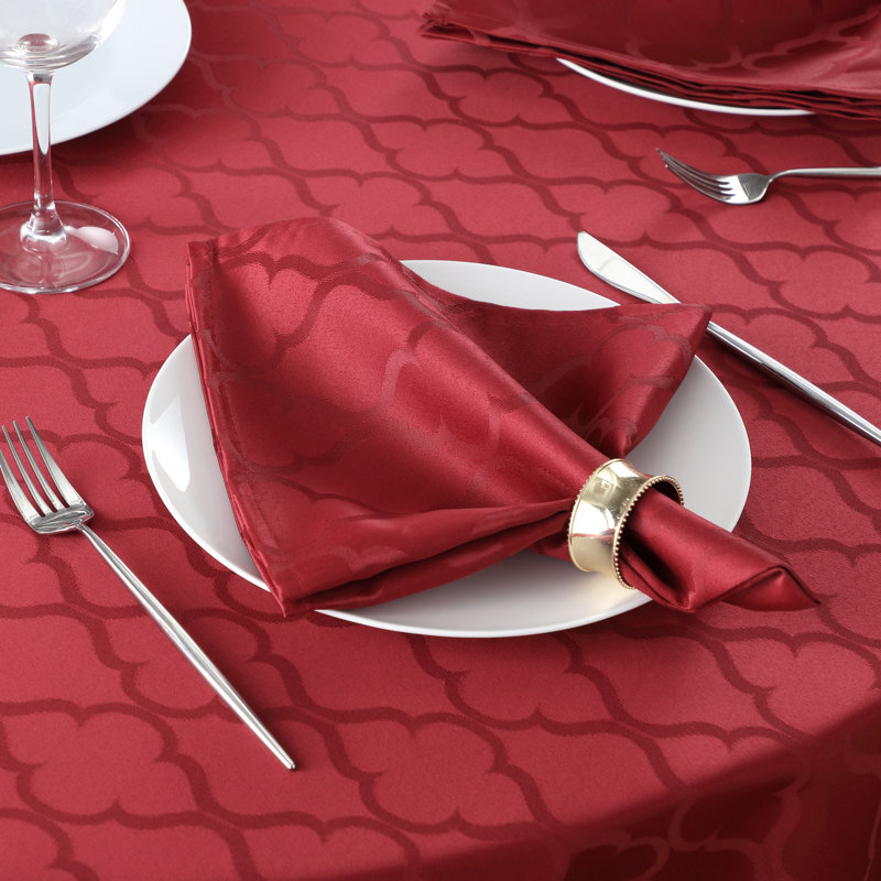 Sarok Rectangle Geometric Jacquard Tablecloth, Burgundy