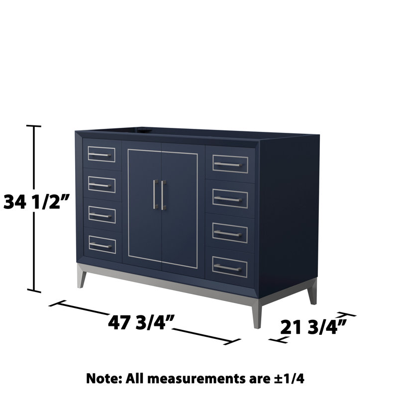 Base de meuble-lavabo simple 47,75 po Marlena seulement, Bleu foncé
