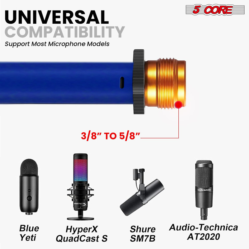 Support de micro pour trépied 5Core, Bleu foncé