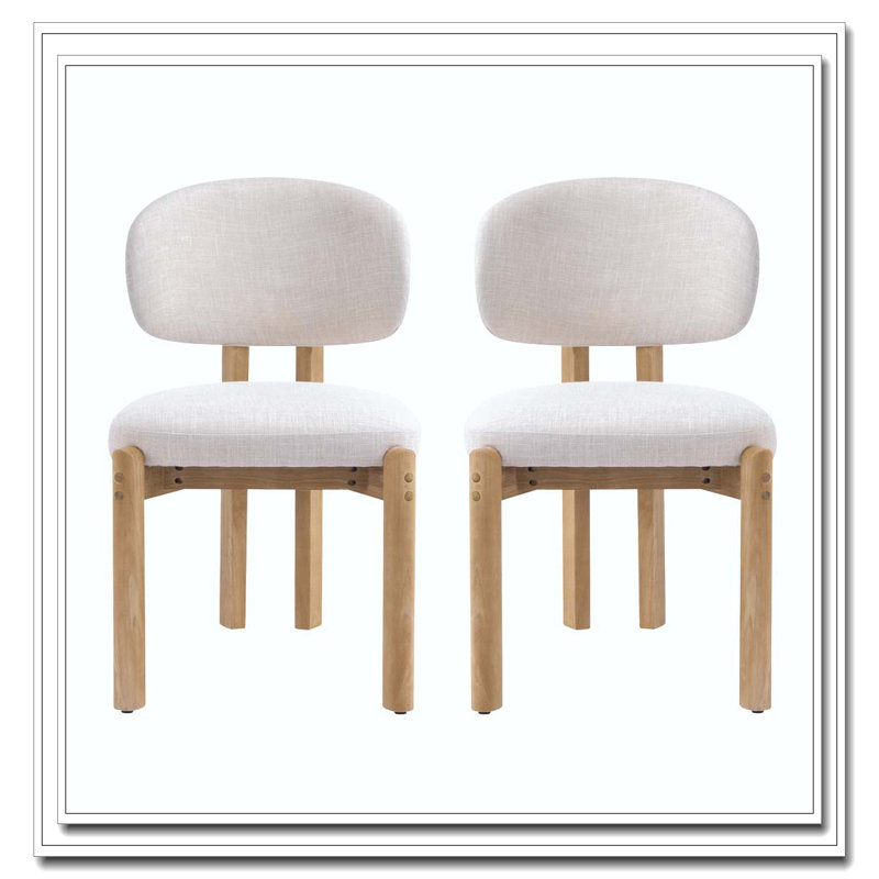 Chaises de salle à manger rembourrées Mid-Century, Naturel, Naturel