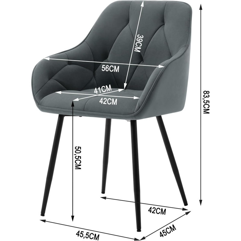 Bharmal 50.5cm H Velvet Upholstered Armchair, 2, Dark Grey