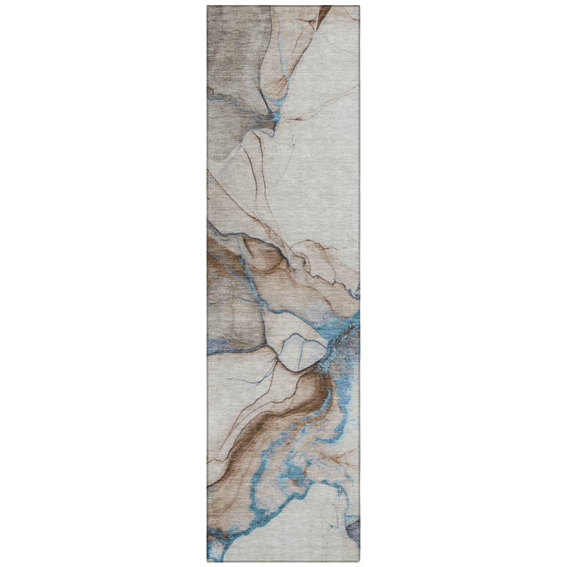 Daeanor Brown Washable Indoor-Outdoor Rug - LOOMLAN, 2'3" x 7'6"